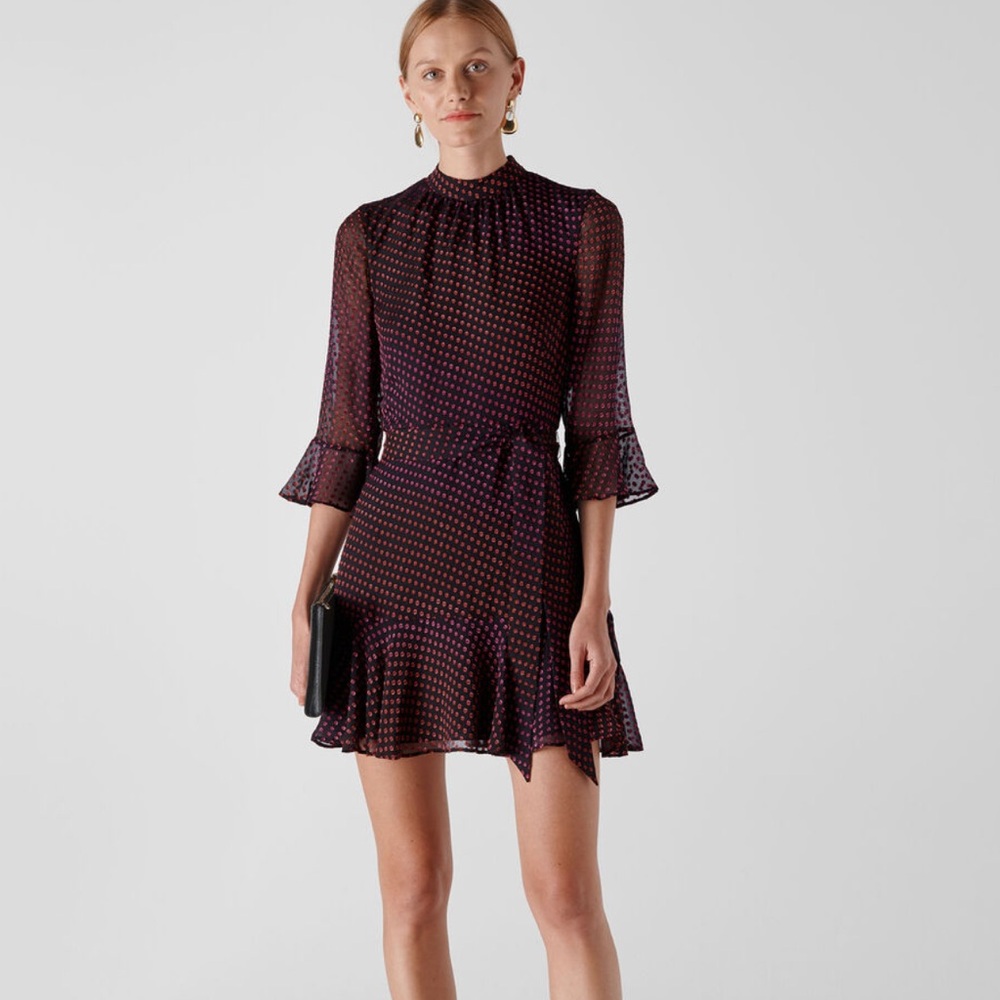 Whistles Pink Gianna Ombre Dobby Dress